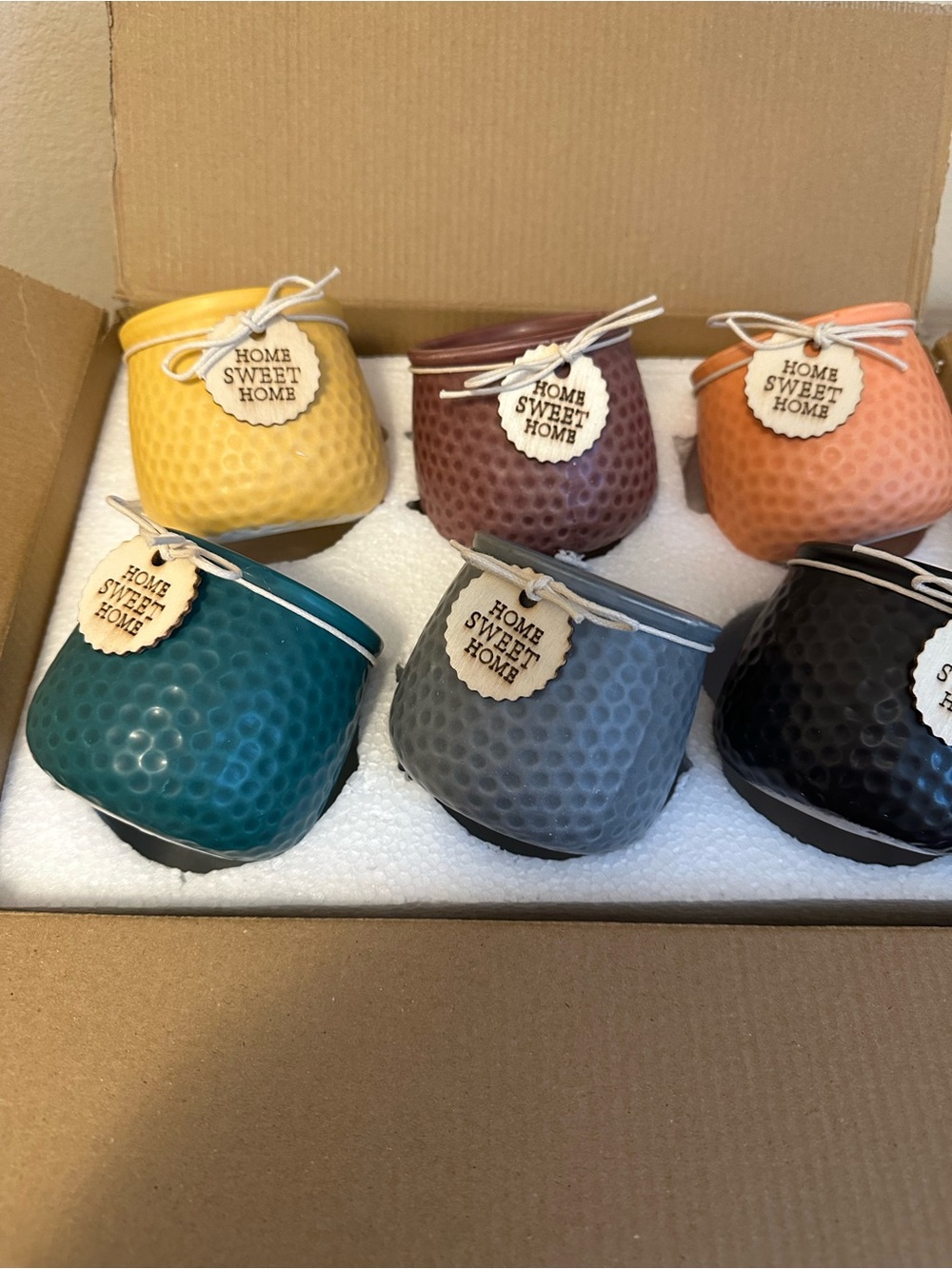 Set of 6 Textured Ceramic Votive Candle Holders - Multicolor